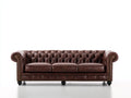 Canapé 3 places - Cuir - 223 x 94 x 78 cm - Brun chocolat - Style Chesterfield capitonné