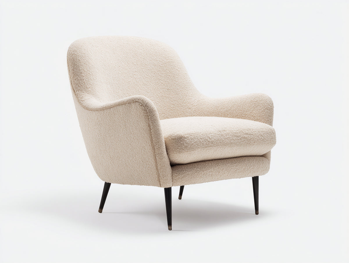 Fauteuil - Tissu bouclé - 86 x 88 x 91 cm - Écru - Style moderne organique