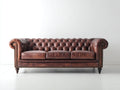 Canapé 3 places - cuir - 217x90x79 cm - brun vieilli - style Chesterfield