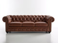 Canapé 3 places - cuir - 220x92x78 cm - marron - style Chesterfield