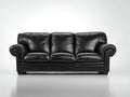 Canapé 3 places - cuir - 216x93x86 cm - noir - style traditionnel