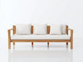 Canapé de jardin - Bois-Tissu - 218 x 84 x 79 cm - Bois naturel-Blanc - Contemporain