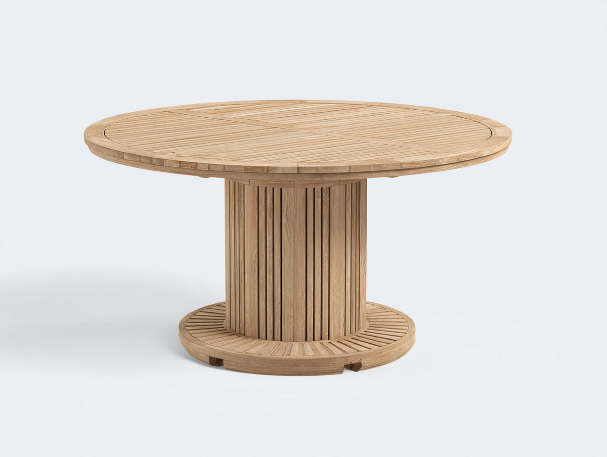 Table de jardin - Bois - 132x132x75 cm - Bois naturel clair - Style contemporain