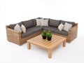 Canapé de jardin - Rotin-Bois-Tissu - 246 x 246 x 82 cm - Beige naturel-Gris foncé - Moderne
