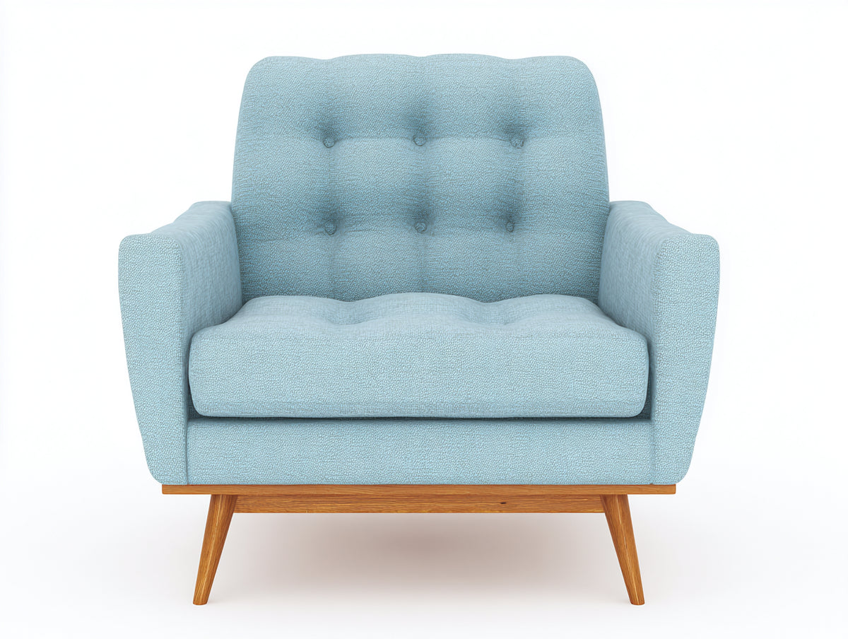 Fauteuil - Tissu - 88 x 86 x 89 cm - Bleu ciel - Style scandinave capitonné