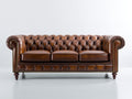 Canapé 3 places - cuir - 221x91x82 cm - marron - style Chesterfield