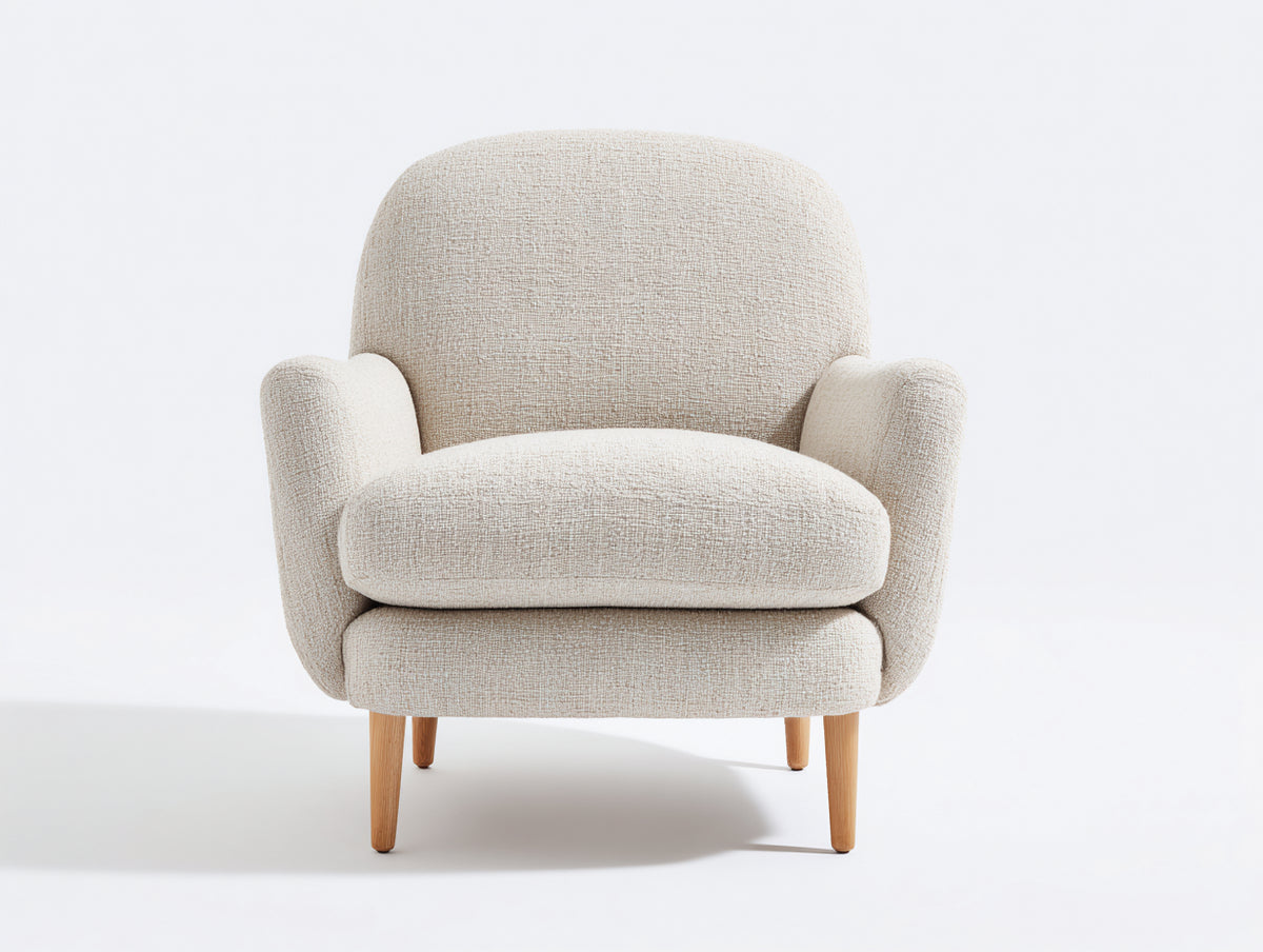 Fauteuil - Tissu texturé - 88 x 91 x 89 cm - Ivoire - Style moderne organique