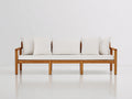 Canapé de jardin - Bois-Tissu - 226 x 86 x 78 cm - Bois naturel-Blanc crème - Minimaliste
