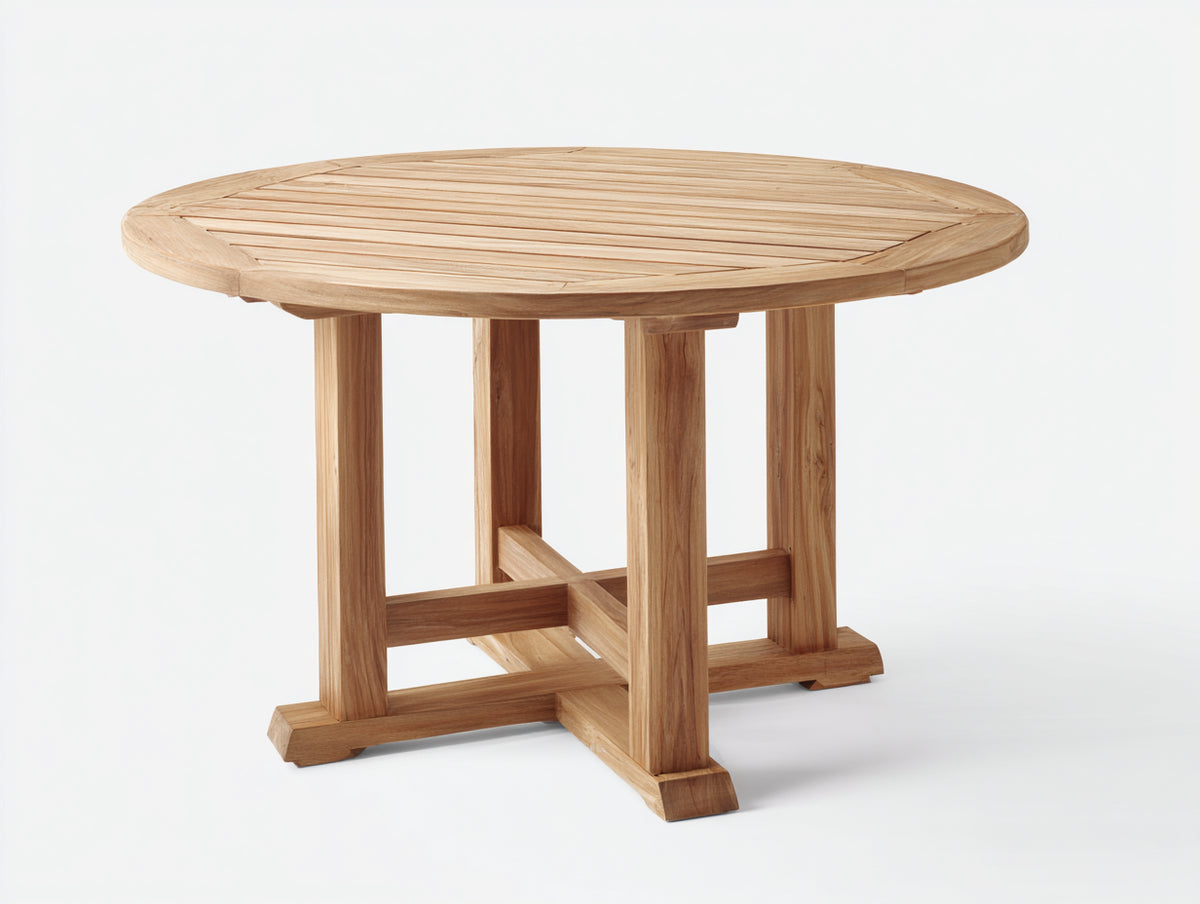 Table de jardin - Bois - 118x118x75 cm - Bois naturel - Style traditionnel