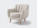 Fauteuil - Tissu texturé - 89 x 90 x 94 cm - Beige clair - Style rétro à dossier cannelé