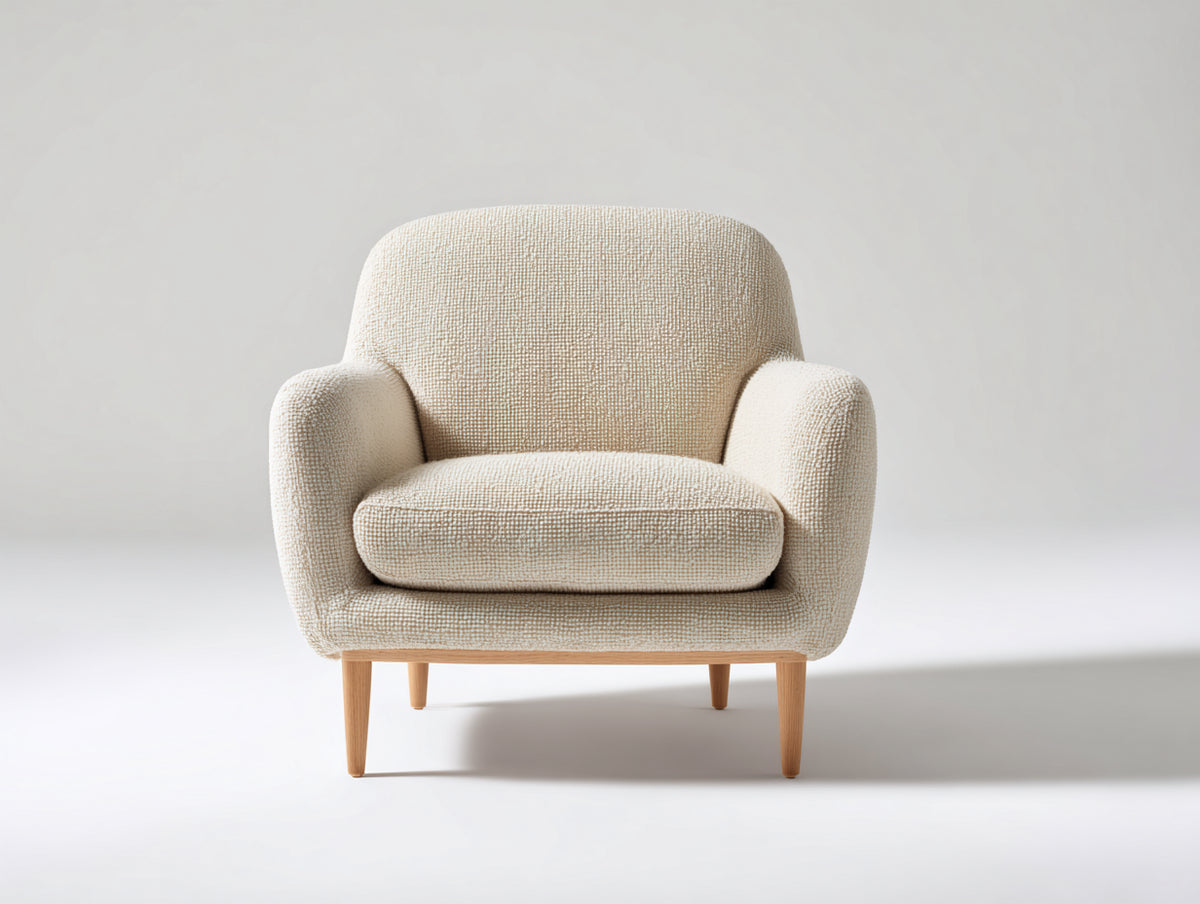 Fauteuil - Tissu texturé - 85 x 89 x 87 cm - Beige sable - Style scandinave contemporain