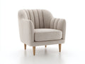 Fauteuil - Tissu texturé - 87 x 88 x 92 cm - Beige clair - Style rétro à dossier cannelé
