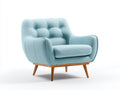 Fauteuil - Tissu - 91 x 89 x 87 cm - Bleu clair - Style rétro capitonné