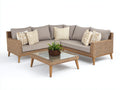 Canapé de jardin - Rotin-Verre-Tissu - 232 x 232 x 82 cm - Beige grisé-Gris - Contemporain
