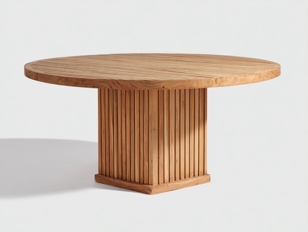 Table de jardin - Bois - 136x136x76 cm - Bois miel - Style contemporain